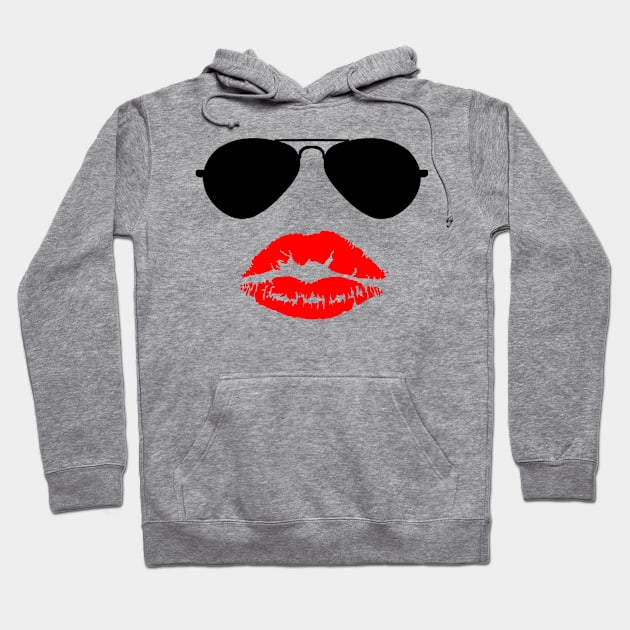 Lipstick Kiss and Aviators Hoodie by sweetsixty